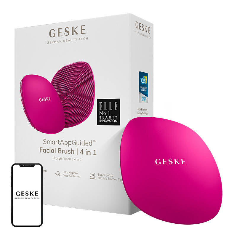 Facial Cleaning Brush 4in1 Geske with APP (magenta), Szczoteczka do czyszczenia twarzy 4w1 Geske z Aplikacją (magenta)