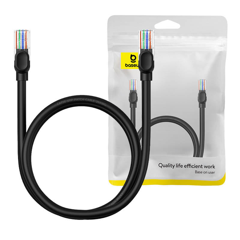 Baseus Ethernet CAT5, 1m network cable (black), Kabel sieciowy Baseus Ethernet CAT5, 1m (czarny)