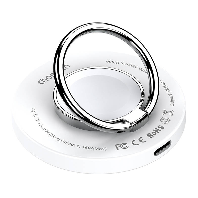 Wireless charger 2-in-1 Choetech T603-F, holder (white), Bezprzewodowa ładowarka indukcyjna 2w1 Choetech T603-F, uchwyt (biała)
