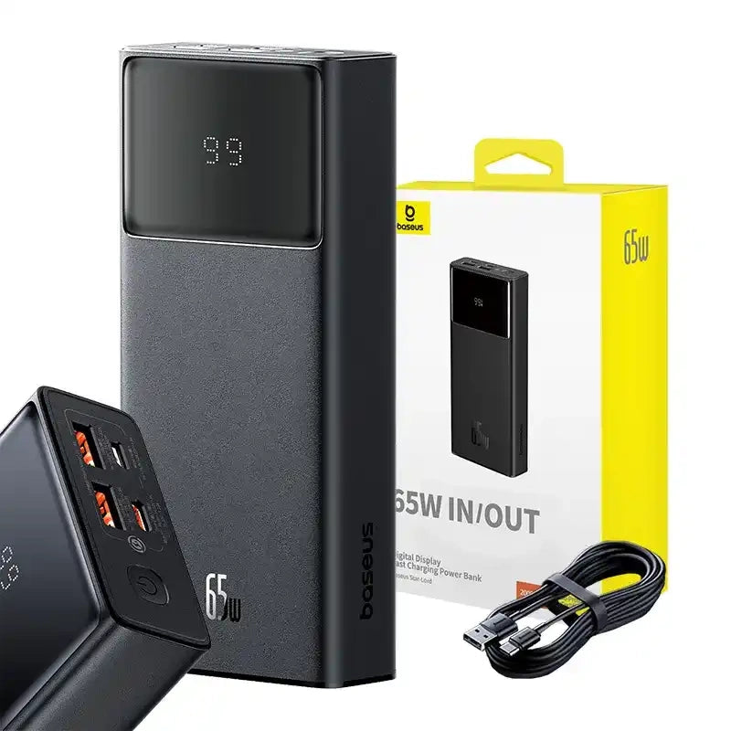 Power Bank Baseus Star-Lord, 20000mAh 65W + USB - USB-C cable (Black), Powerbank Baseus Star-Lord 20000mAh 65W + kabel USB - USB-C (czarny)