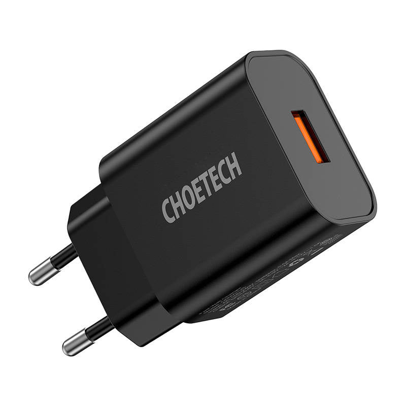 Wall Charger Choetech 18W USB-A (black), Ładowarka sieciowa Choetech Q5003 18W USB-A (czarna)