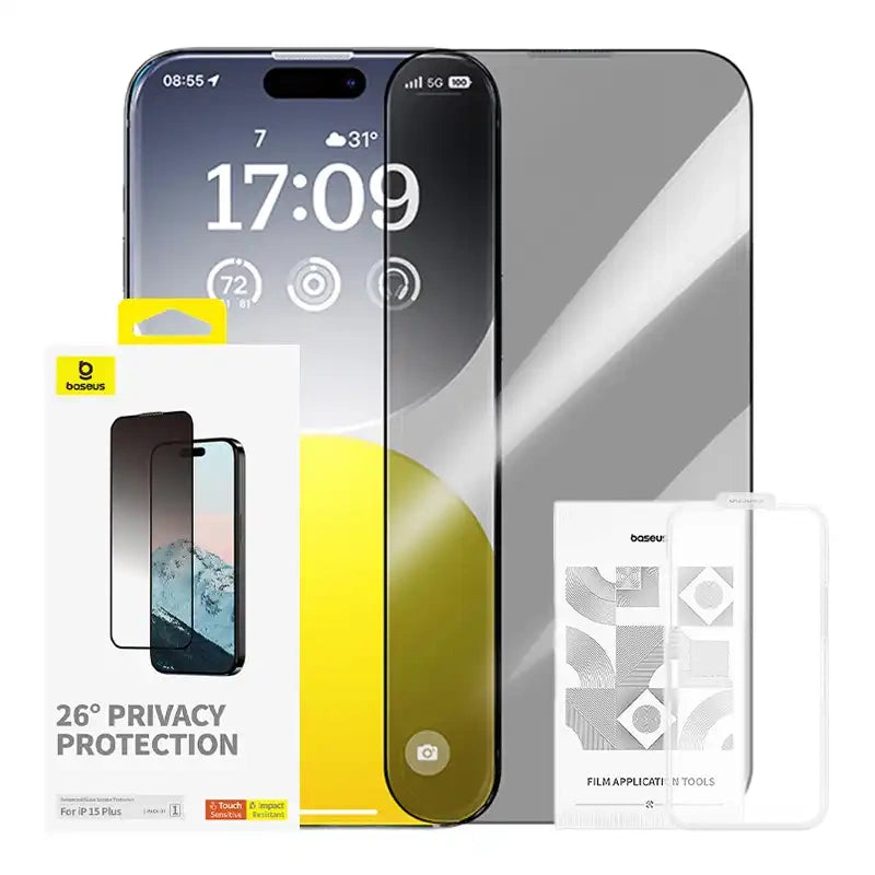 Privacy Protection Tempered Glass Baseus Diamond iPhone 15 Plus, Szkło hartowane prywatyzujące Baseus Diamond iPhone 15 Plus