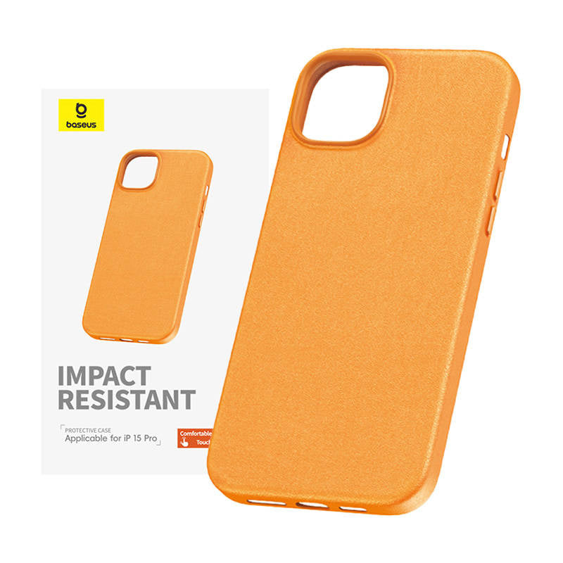 Phone Case for iPhone 15 ProMax Baseus Fauxther Series (Orange), Etui na telefon iPhone15 ProMax Baseus Fauxther Series (Pomarańczowy)