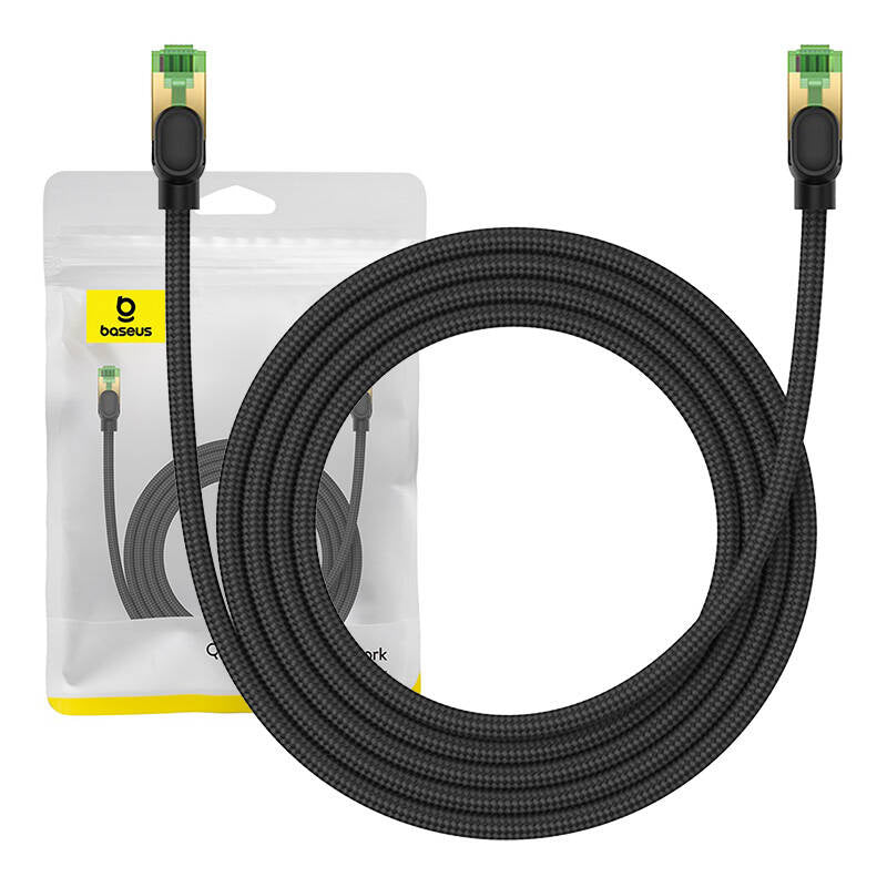 Braided network cable cat.8 Baseus Ethernet RJ45, 40Gbps, 2m (black), Kabel sieciowy w oplocie kat. 8 Baseus Ethernet RJ45, 40Gbps, 2m (czarny)