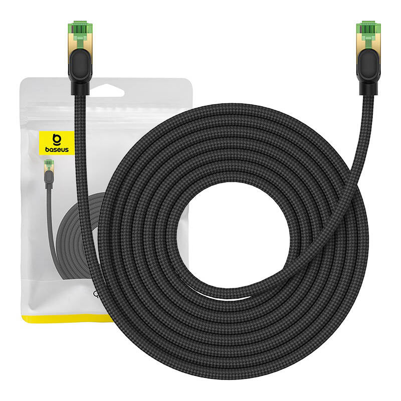 Braided network cable cat.8 Baseus Ethernet RJ45, 40Gbps, 8m (black), Kabel sieciowy w oplocie kat. 8 Baseus Ethernet RJ45, 40Gbps, 8m (czarny)