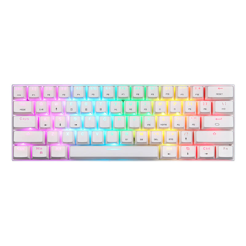 Wireless mechanical keyboard Motospeed SK62 White (blue switch), Bezprzewodowa klawiatura mechaniczna Motospeed SK62 Biała (niebieskie przełączniki)