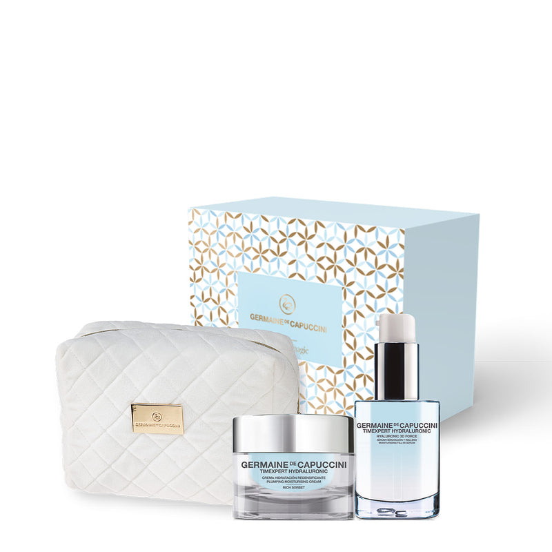 Germaine de Capuccini GIFT SET GOLDEN HOURS - DEEP MOISTURIZING ROUTINE (TIMEXPERT HYDRALURONIC moisturizing cream RICH SORBET for normal and dry skin + TIMEXPERT HYDRALURONIC moisturizing serum 3D FORCE, for 24-hour facial skin hydration)
