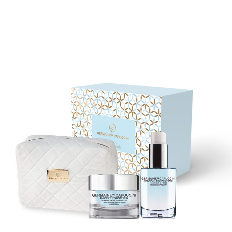 Germaine de Capuccini GIFT SET GOLDEN HOURS - DEEP MOISTURIZING ROUTINE (TIMEXPERT HYDRALURONIC moisturizing gel-cream SOFT SORBET for combination and oily skin + TIMEXPERT HYDRALURONIC moisturizing serum 3D FORCE, for 24-hour facial skin hydration