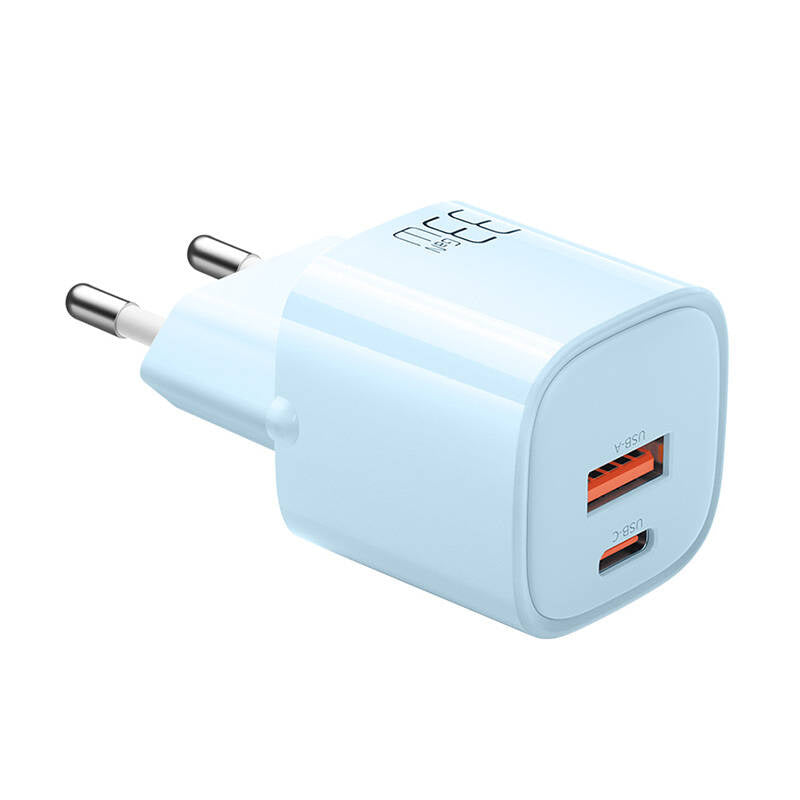 Charger GaN 33W Mcdodo CH-0154 USB-C, USB-A (blue), Ładowarka sieciowa GaN 33W Mcdodo CH-0154 USB-C, USB-A (niebieska)