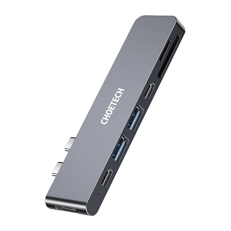 Docking Station Choetech HUB-M14 for Macbook Pro, 7-in-2 USB-C, Thunderbolt 3 (silver), Stacja dokująca Choetech HUB-M14 do Macbook Pro, 7-in-2 USB-C, Thunderbolt 3  (srebrna)