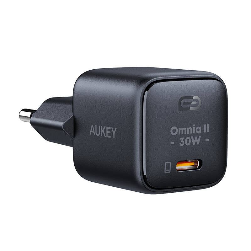 Wall Charger Aukey PA-B1L,USB-C, 30W (black), Ładowarka sieciowa Aukey PA-B1L,USB-C, 30W  (czarna)