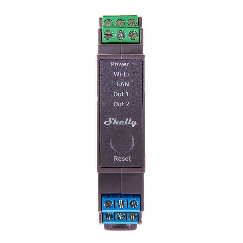 Shelly Pro 2 DIN Rail 2-channel Relay, WiFi/LAN, 2-kanałowy przekaźnik na szynę DIN Shelly Pro 2 WiFi/LAN