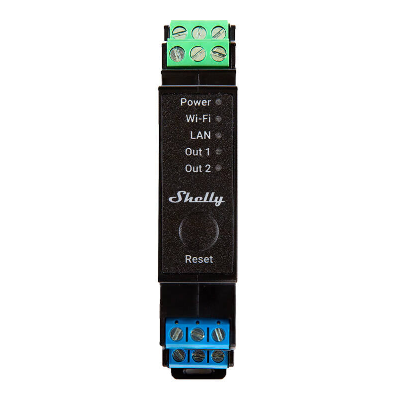 Shelly Pro 2PM DIN Rail 2-channel Relay, WiFi/LAN (Power measurement), 2-kanałowy przekaźnik na szynę DIN z pomiarem mocy Shelly Pro 2PM WiFi/LAN