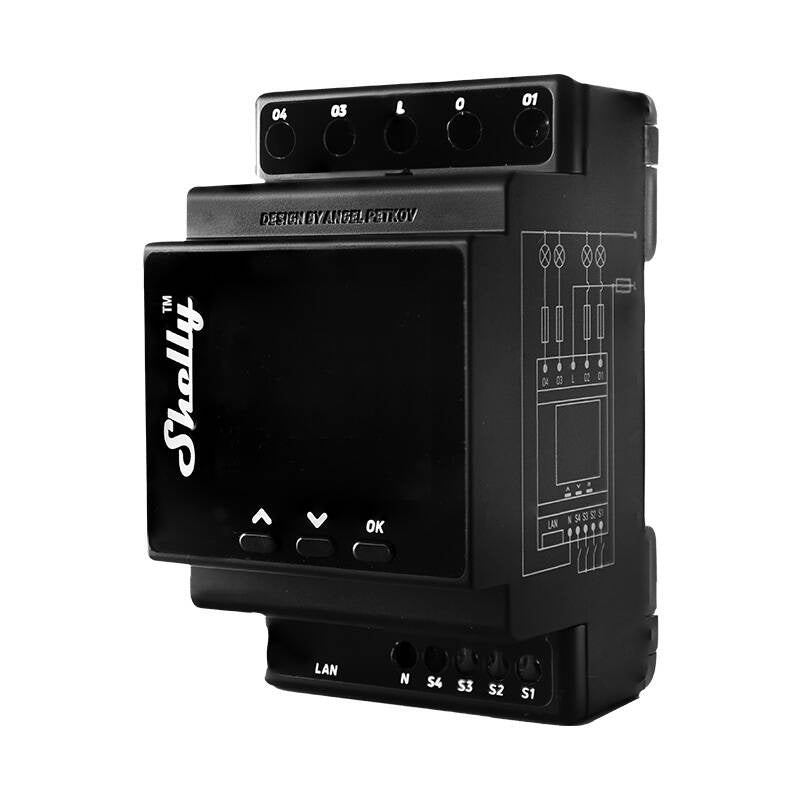 Shelly Pro 4PM DIN Rail 4-channel Relay, WiFi (Power measurement), 4-kanałowy przekaźnik na szynę DIN z pomiarem mocy Shelly Pro 4PM WiFi
