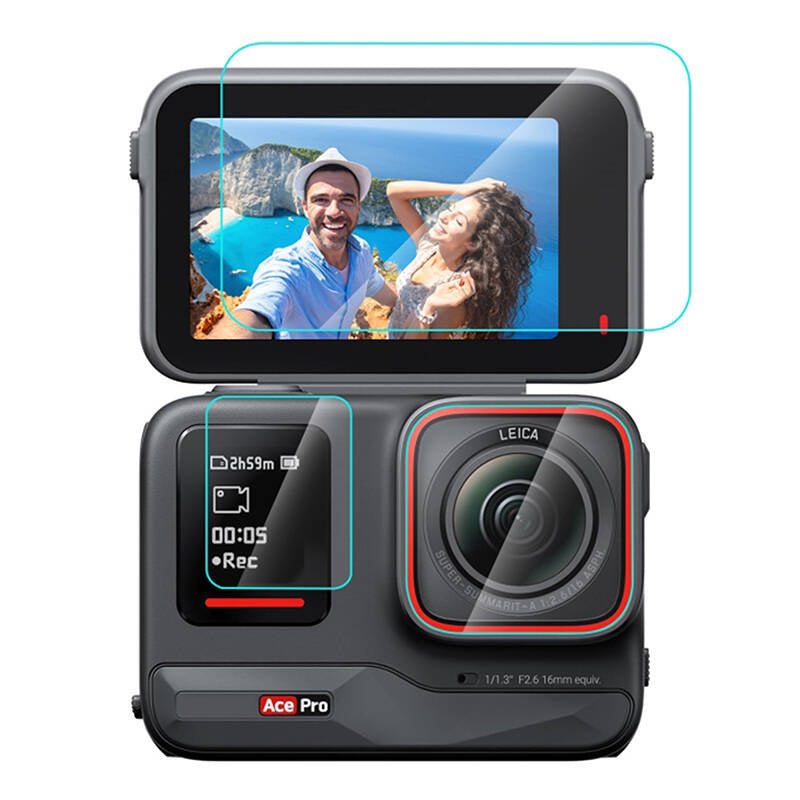 3 in 1 Tempered Glass Film PULUZ For Insta360 Ace Pro (PU951T), Osłona ze szkła hartowanego 3 w 1 PULUZ do Insta360 Ace Pro (PU951T)