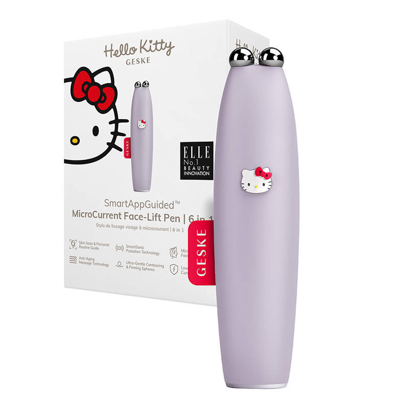 MicroCurrent Face-Lift Pen 6 in 1 Geske with APP (Hello Kitty purple), Urządzenie do mikroprądowego liftingu twarzy 6w1 Geske z Aplikacją (Hello Kitty fioletowy)