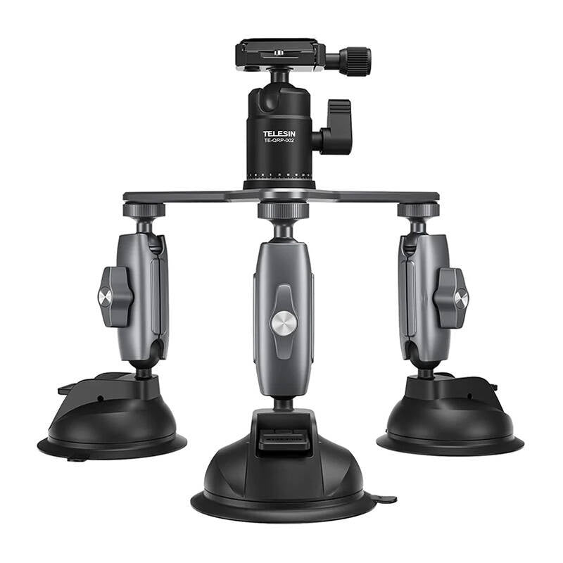 TELESIN Three-Arm Suction Mount - TE-TSB-001, Trójramienny uchwyt z przyssawką Telesin do telefonów i kamer sportowych