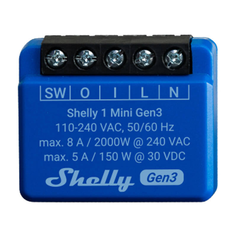 Shelly 1 Mini Gen3 Controller, WiFi/Bluetooth, Controller Shelly 1 Mini Gen3, Sterownik Shelly 1 Mini Gen3 WiFi/Bluetooth