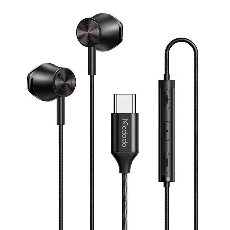 Wired earphones Mcdodo HP-4070, USB-C (black), Wired earphones Mcdodo HP-4070, USB-C (black), Słuchawki douszne, przewodowe Mcdodo HP-4070, USB-C (czarne)