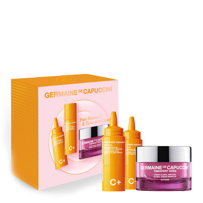 Germaine de Capuccini TIMEXPERT RADIANCE C+ concentrate with vitamins c, e and ferulic acid + anti-wrinkle face cream for extremely dry and aging skin SUPREME 2 x 15 ml + 50 ml