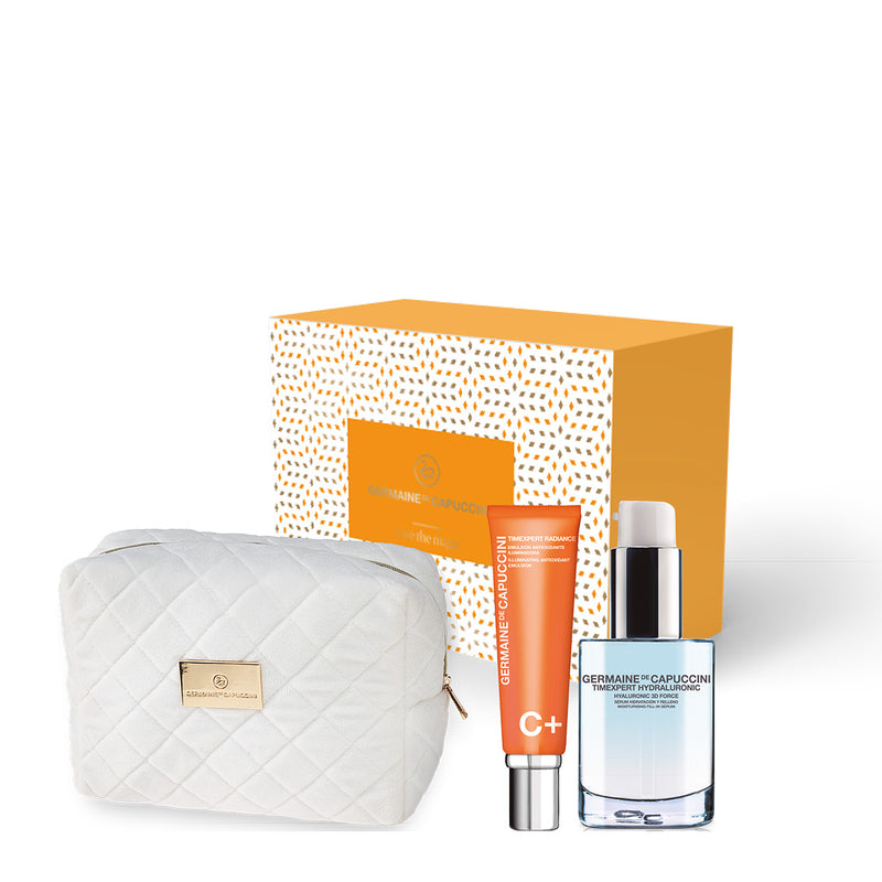 Germaine de Capuccini GIFT SET GOLDEN HOURS - RADIANCE GIVING ROUTINE (TIMEXPERT RADIANCE C+ Brightening, Antioxidant Facial Emulsion + TIMEXPERT HYDRALURONIC Hydrating Serum 3D FORCE, 24-hour facial hydration)