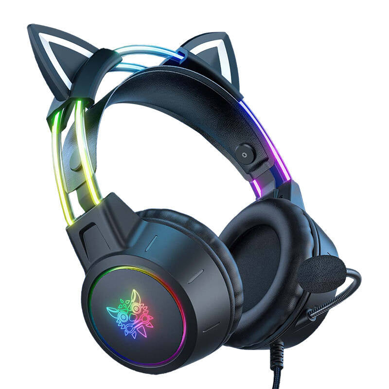 ONIKUMA X15 PRO Gaming headset Cat (Black), ONIKUMA X15 PRO Gaming headset Cat (Black), Słuchawki gamingowe ONIKUMA X15 PRO czarne/kocie uszy