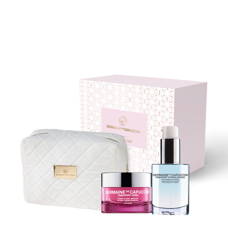 Germaine de Capuccini GIFT SET GOLDEN HOURS - DEEP MOISTURIZING ROUTINE (TIMEXPERT RIDES anti-wrinkle face cream for extremely dry and aging skin SUPREME + TIMEXPERT HYDRALURONIC moisturizing serum 3D FORCE for 24-hour skin hydration