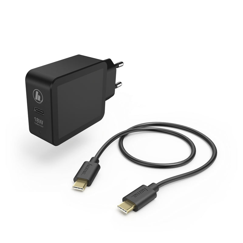 Hama 00183326 Charging Kit, USB-C PD / Qualcomm 18W, USB-C Cable 1.5m, Black