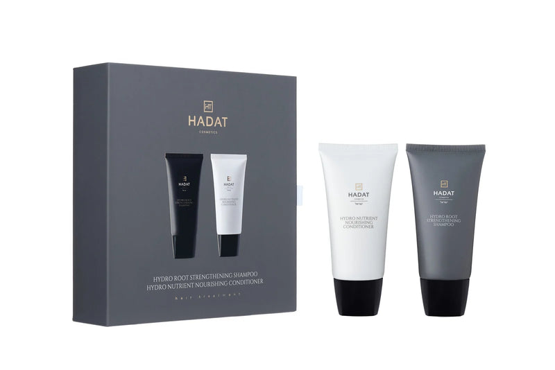 Hadat cosmetics Gift box Root Strengthening Shampoo and Nutrient Nourishing conditioner – dovanų dėžutė šampūnas bei kondicionierius, 70 ml