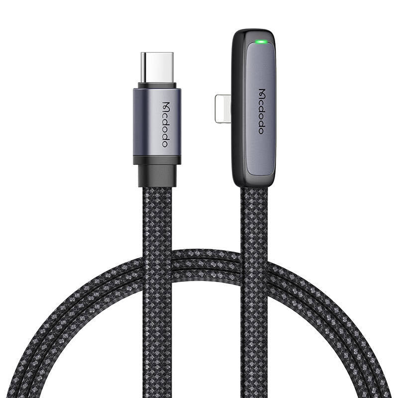 USB-C to lightning angle cable Mcdodo CA-3351,1.8m (black), Kabel kątowy USB-C do lightning Mcdodo CA-3351,1.8m (czarny)