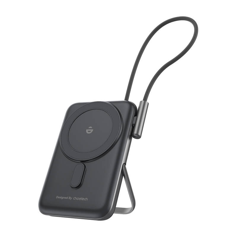 Choetech B735 magnetic powerbank 10000mAh 20W PD + USB-C cable (black), Powerbank magnetyczny Choetech B735 10000mAh 20W PD + kabel USB-C (czarny)