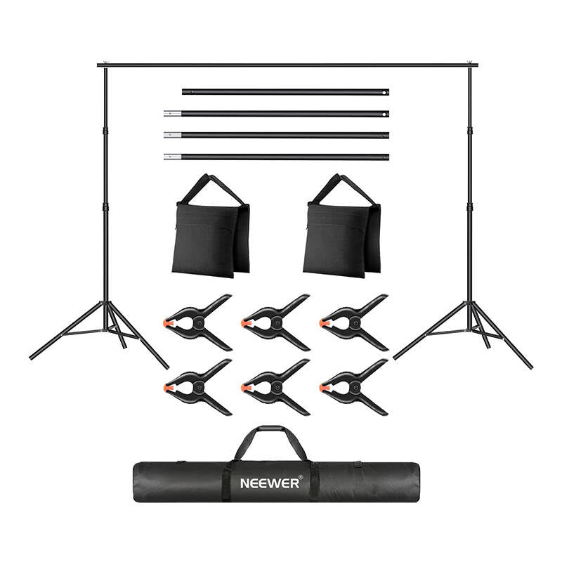 Neewer photo background stand set, Zestaw ze stojakiem na tło fotograficzne Neewer (6 klamer)