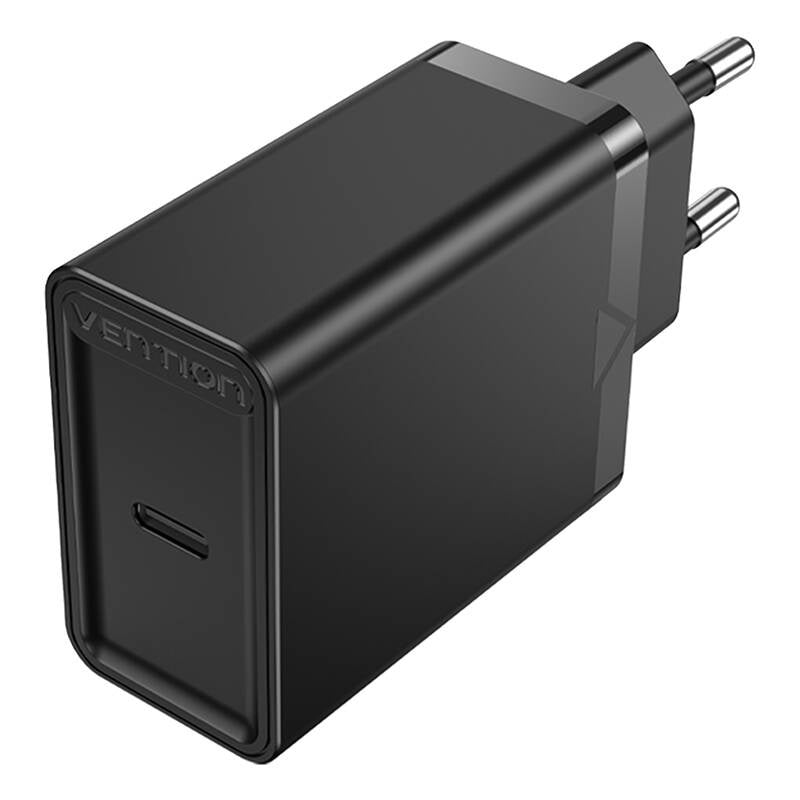 Vention FAIB0-EU USB-C 30W wall charger (black), Ładowarka sieciowa Vention FAIB0-EU USB-C 30W (czarna)