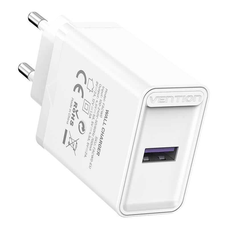 Vention FACW0-EU USB Charger 22.5W (white), Ładowarka sieciowa Vention FACW0-EU  USB 22.5W (biała)