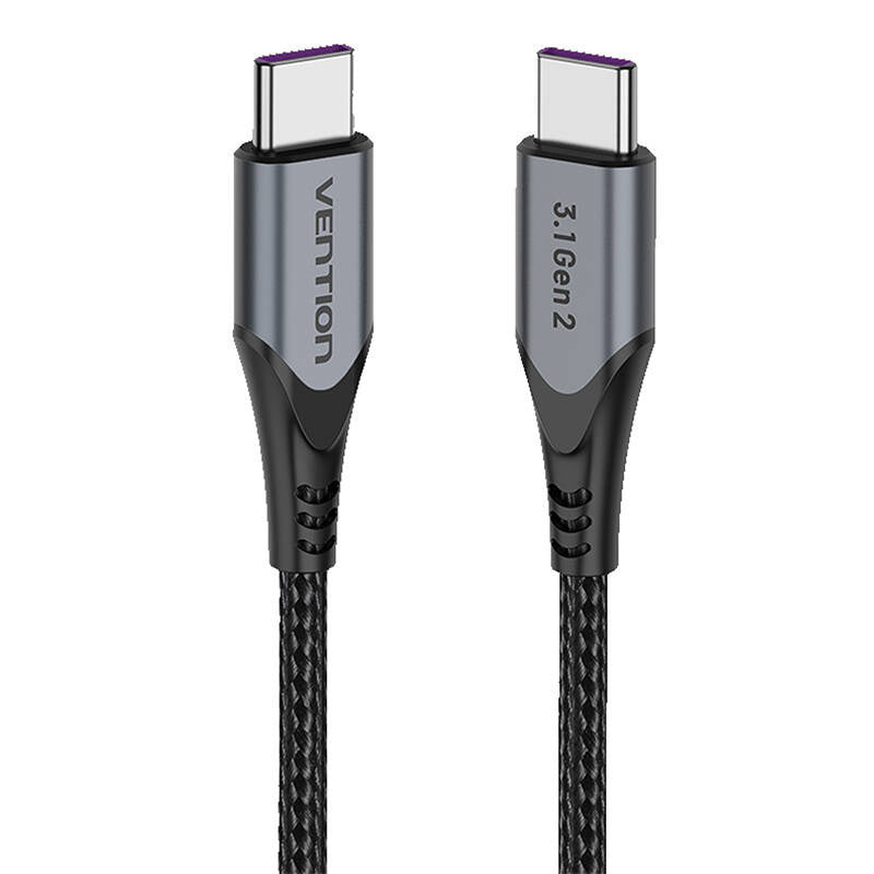 USB-C to USB-C 100W Vention TAHHF 5A 1m USB 3.1 Gen2 4k cable (gray), Kabel USB-C do USB-C 100W Vention TAHHF 5A 1m USB 3.1 Gen2 4k (szary)