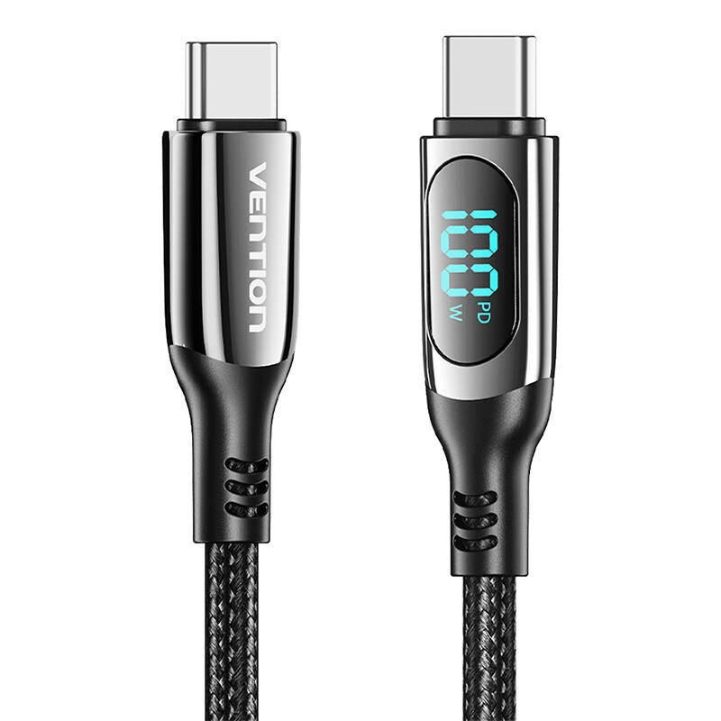 Vention TAYBAV USB 2.0 C-C 100 W 5A 1.2M USB cable (black), Kabel USB Vention TAYBAV USB 2.0 C-C 100 W 5A  1.2M  (czarny)
