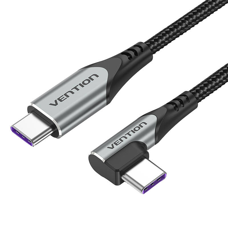 Vention TAKHF USB-C to USB-C 5A angle cable (gray), Kabel kątowy USB Vention TAKHF USB-C do USB-C 5A (szary)
