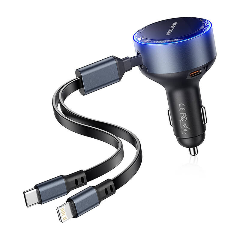 Vention FFOB0 USB-C car charger + USB-C/Lightning 30W cable, Ładowarka samochodowa Vention FFOB0 USB-C + kabel USB-C/Lightning 30W