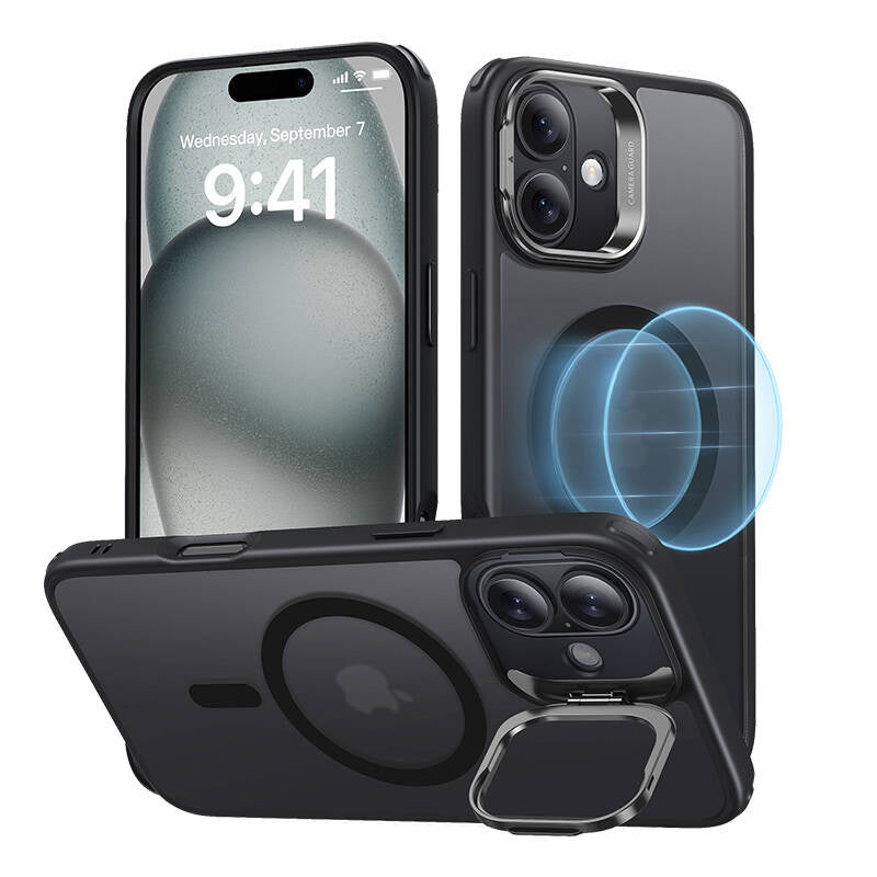 Classic Hybrid (HaloLock) ESR case with stand for iPhone 16 (black), Etui Classic Hybrid (HaloLock) ESR ze stojakiem do iPhone 16 (czarne)