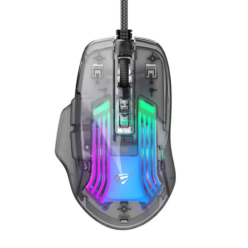 Havit MS1011SE wired gaming mouse (transparent/black), Przewodowa mysz gamingowa Havit MS1011SE (transparentna/czarna)
