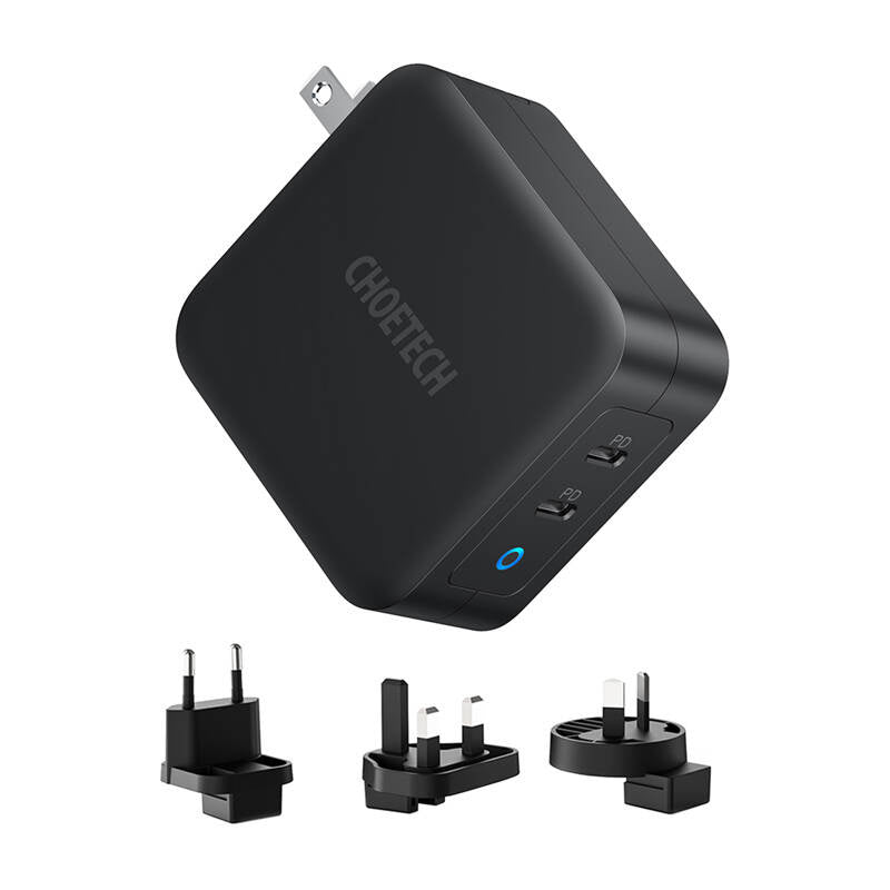 Choetech PD6008 2xUSB-C PD 100W GaN mains charger, Ładowarka sieciowa Choetech PD6008 2xUSB-C PD 100W GaN