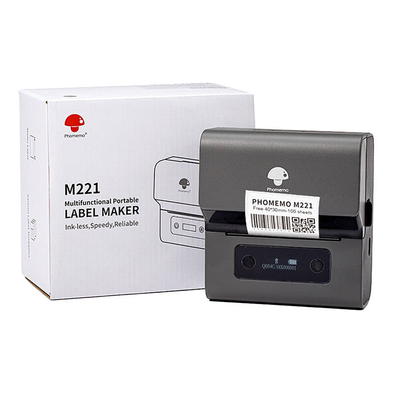 Phomemo M221 portable label printer (gray-black), Przenośna drukarka etykiet Phomemo M221 (szaro-czarna)