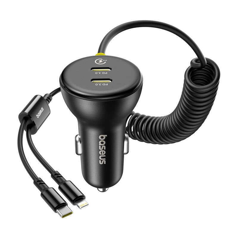 60W Baseus USB-C car charger + Lightning cable (Black), Ładowarka samochodowa 60W Baseus USB-C + kabel Lightning (Czarna)