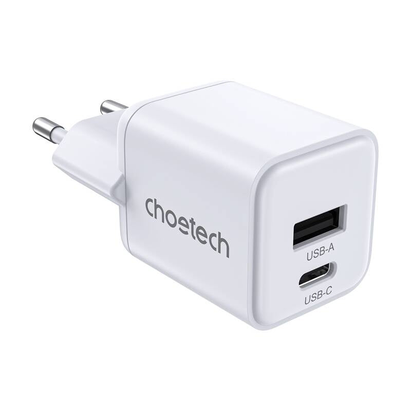 Wall Charger Choetech PD30W Dual ports 1C1A (White), Ładowarka sieciowa Choetech PD30W Dual Ports 1C1A (biała)