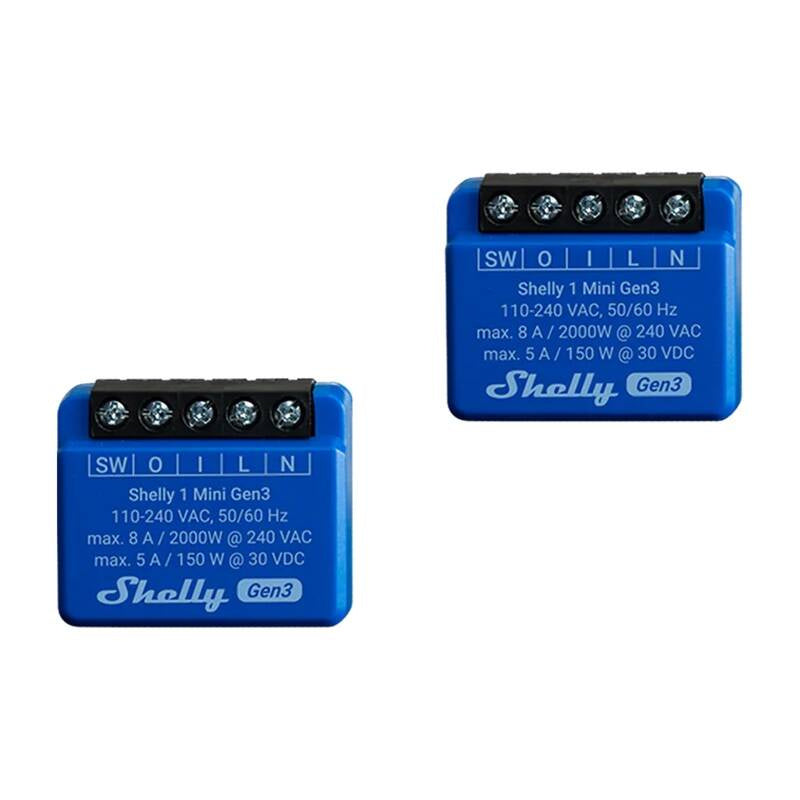 Shelly 1 Mini Gen3 Set of 2 Controllers, WiFi/Bluetooth, Zestaw 2 Sterowników Shelly 1 Mini Gen3 WiFi/Bluetooth