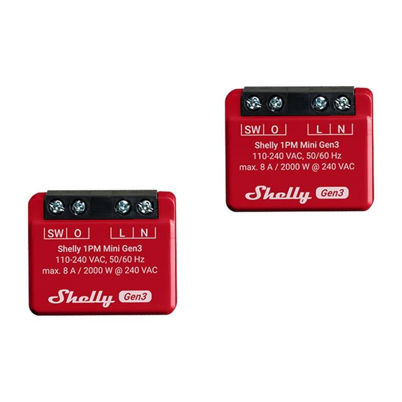 Shelly 1PM Mini Gen3 Set of 2 Controllers, WiFi/Bluetooth, Zestaw 2 Sterowników Shelly 1PM Mini Gen3 WiFi/Bluetooth
