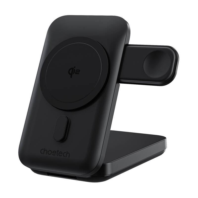 3in1 Mag Charger Holder Choetech B750 10000mAh Qi2 (Black), Ładowarka magnetyczna 3w1 Choetech B750 10000mAh Qi2 (czarna)