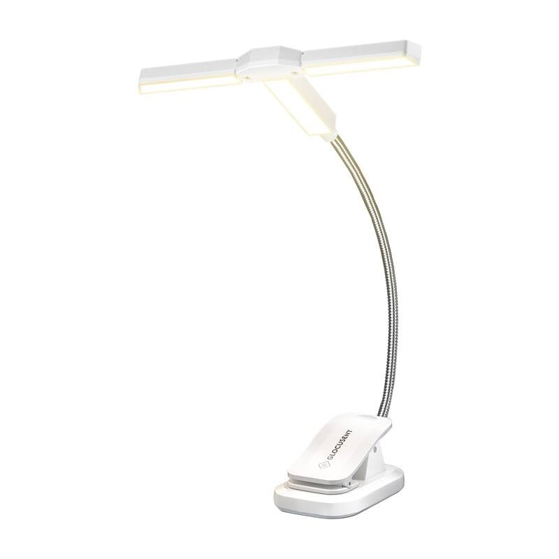 Tri-Head Book Light Glocusent GLCSNTA2303 USB-C 1000mAh White, Lampka bezprzewodowa Tri-Head Glocusent GLCSNTA2303 z klipsem USB-C 1000mAh biała