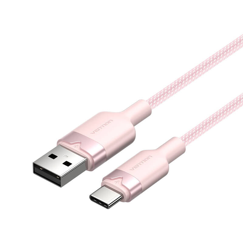 USB 2.0 A to USB-C 3A cable Vention CTNPH 2M (pink), Kabel USB 2.0 A do USB-C 3A Vention CTNPH 2M (różowy)