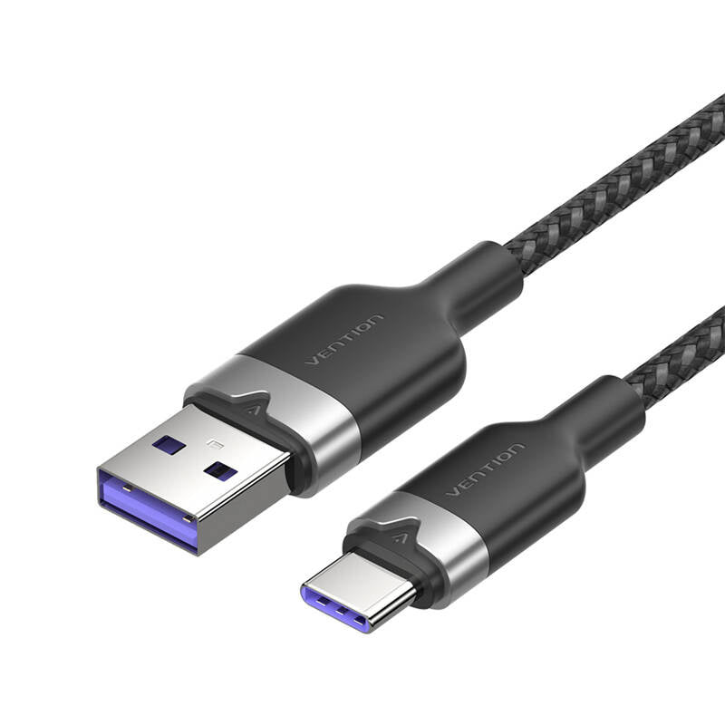 USB 2.0 A to USB-C 6A Vention CTOBF 1M cable (black), Kabel USB 2.0 A do USB-C 6A Vention CTOBF 1M (czarny)
